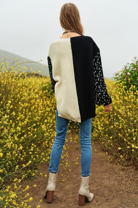 Half + Half Leopard Sweater