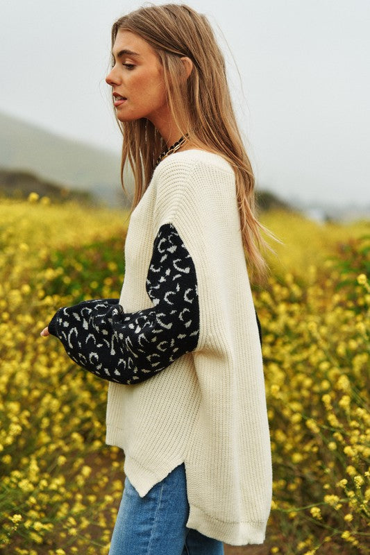Half + Half Leopard Sweater