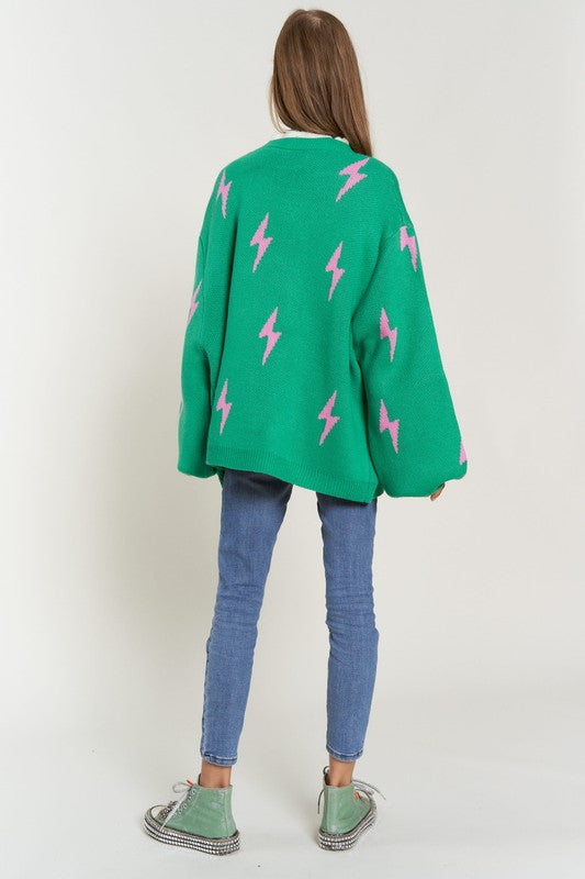 Lightning Bolt Oversized Cardigan