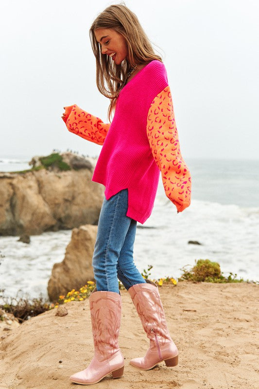Half + Half Leopard Sweater