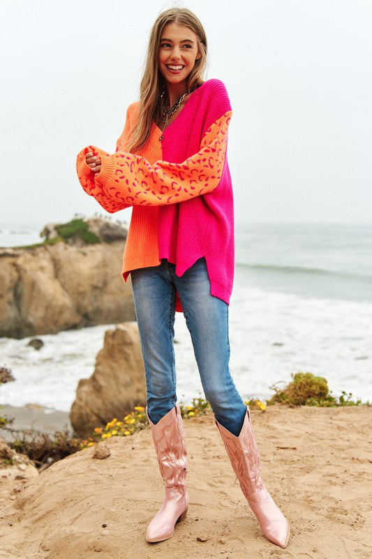 Half + Half Leopard Sweater