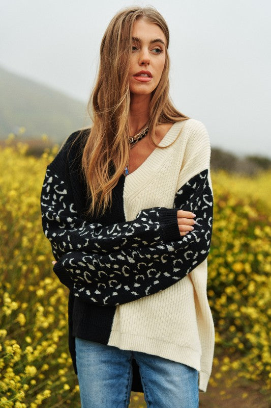 Half + Half Leopard Sweater