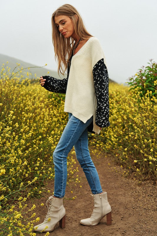 Half + Half Leopard Sweater