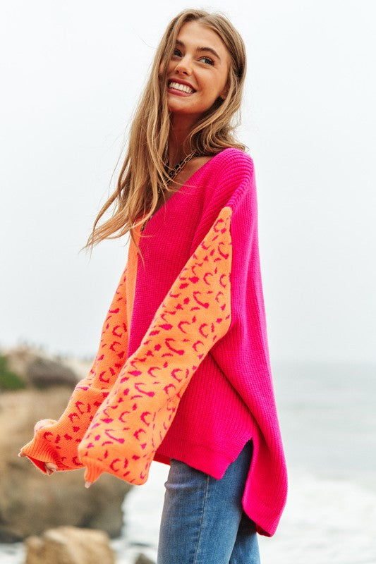 Half + Half Leopard Sweater