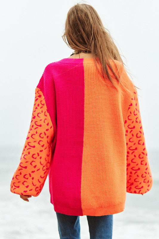 Half + Half Leopard Sweater