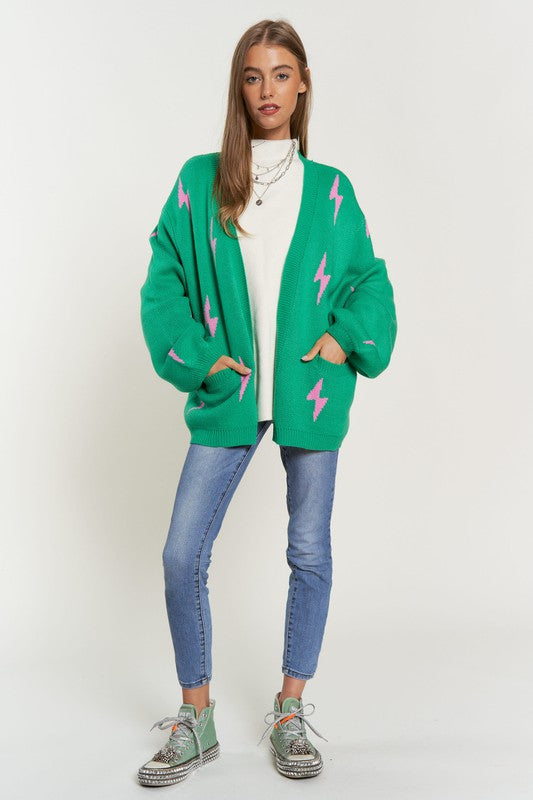 Lightning Bolt Oversized Cardigan