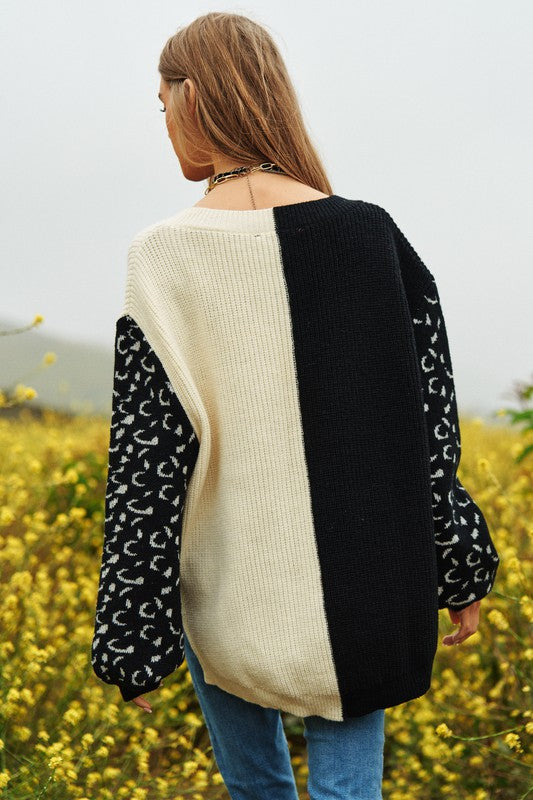 Half + Half Leopard Sweater