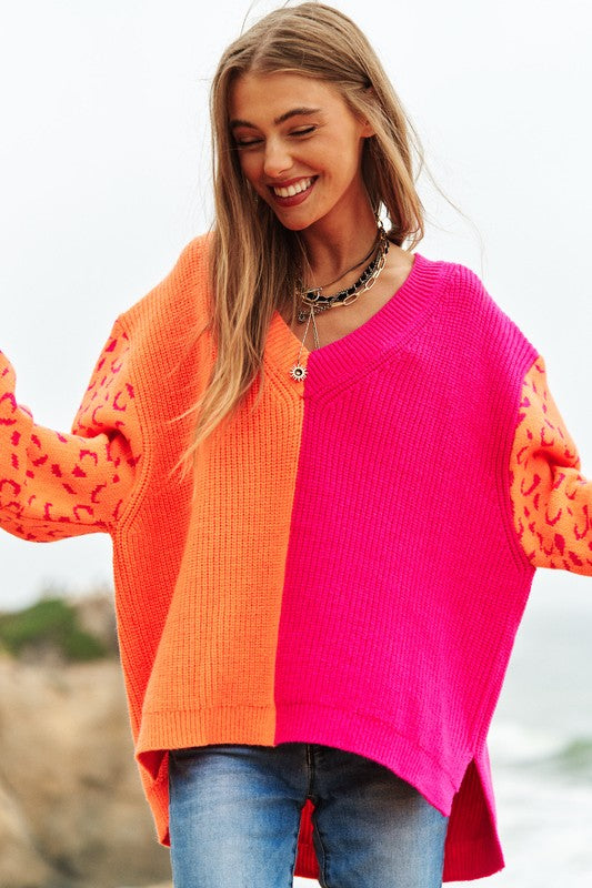 Half + Half Leopard Sweater