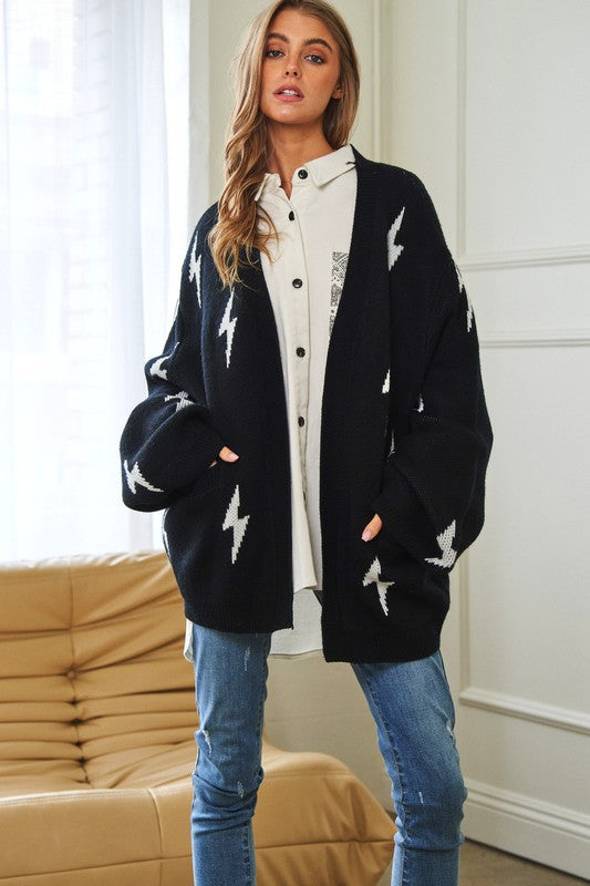 Lightning Bolt Oversized Cardigan