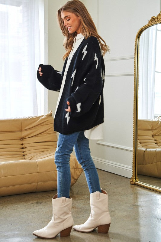 Lightning Bolt Oversized Cardigan