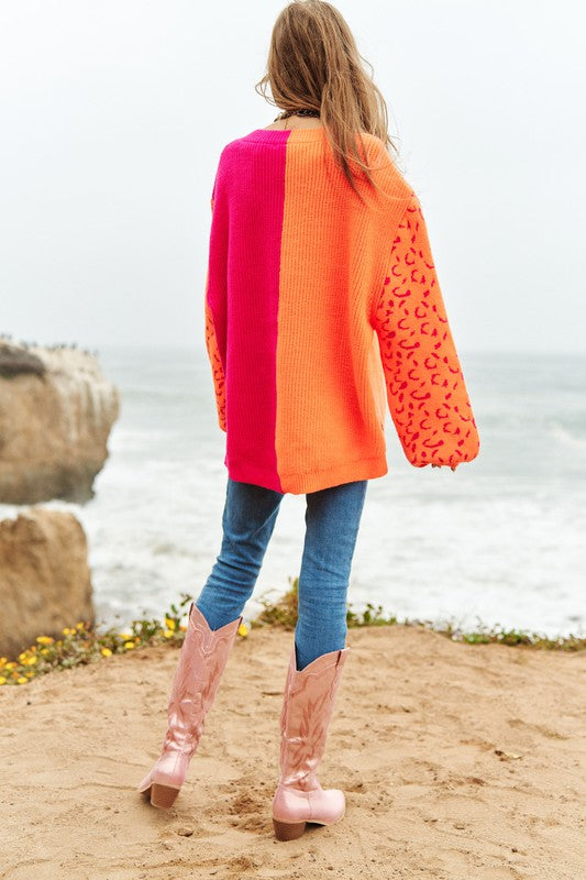 Half + Half Leopard Sweater