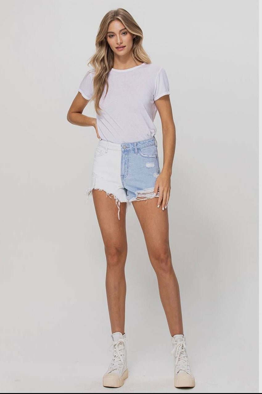 High Rise Color-Blocked Shorts