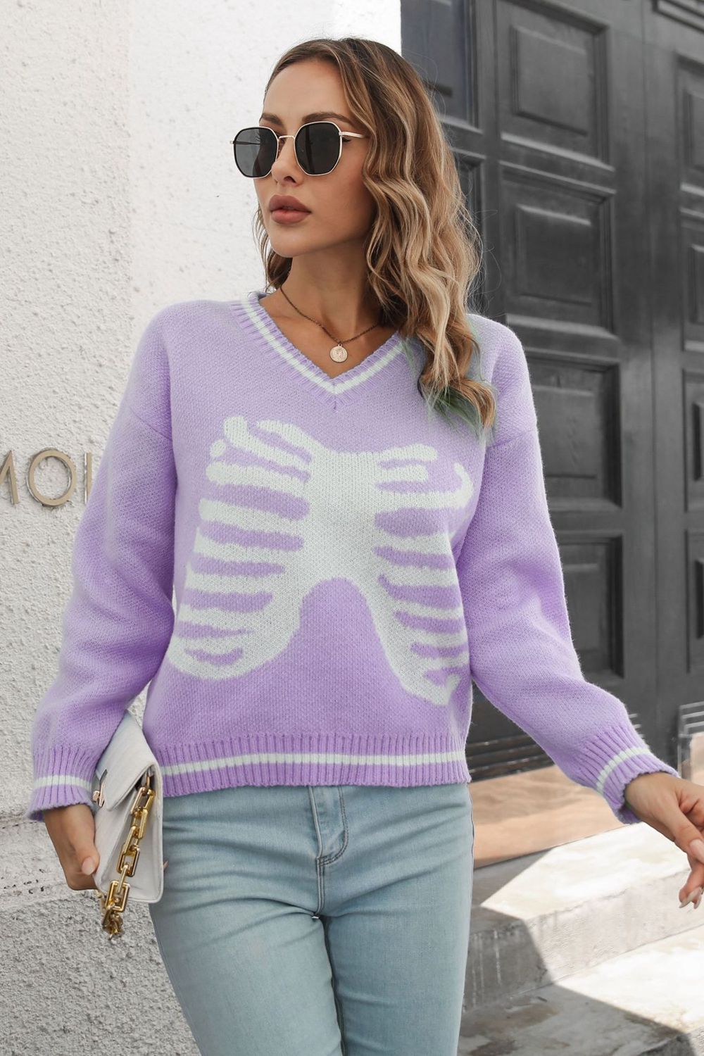 Skeleton V-Neck Sweater