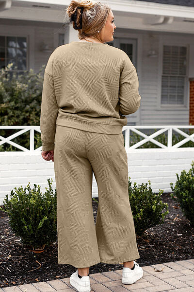 Textured Top + Pants Set