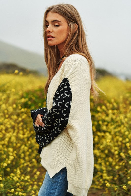Half + Half Leopard Sweater