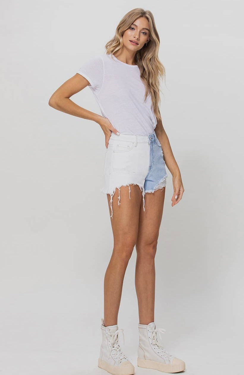 High Rise Color-Blocked Shorts