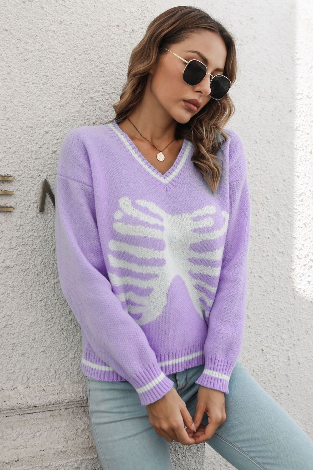 Skeleton V-Neck Sweater