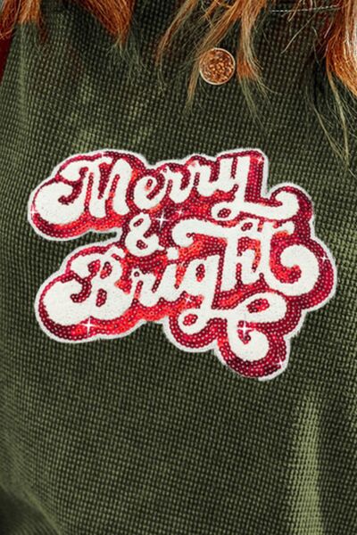 Merry+Bright Sequin Waffle-Knit Top